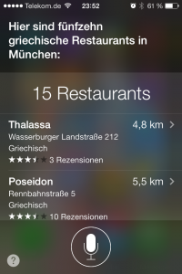 Siri Restaurantsuche